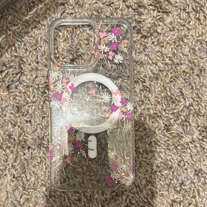 Floral Clear Phone Case with Pink Accents